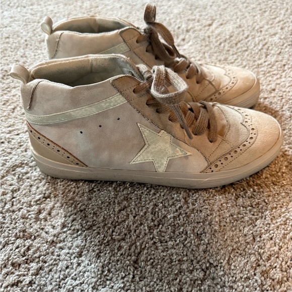 ShuShop Beige High-Top Sneakers - Picture 2 of 6